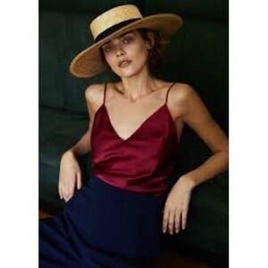 Women's V Neck Spaghetti Strap Camisole Top Deep Red Velvet Luxe Size XXL